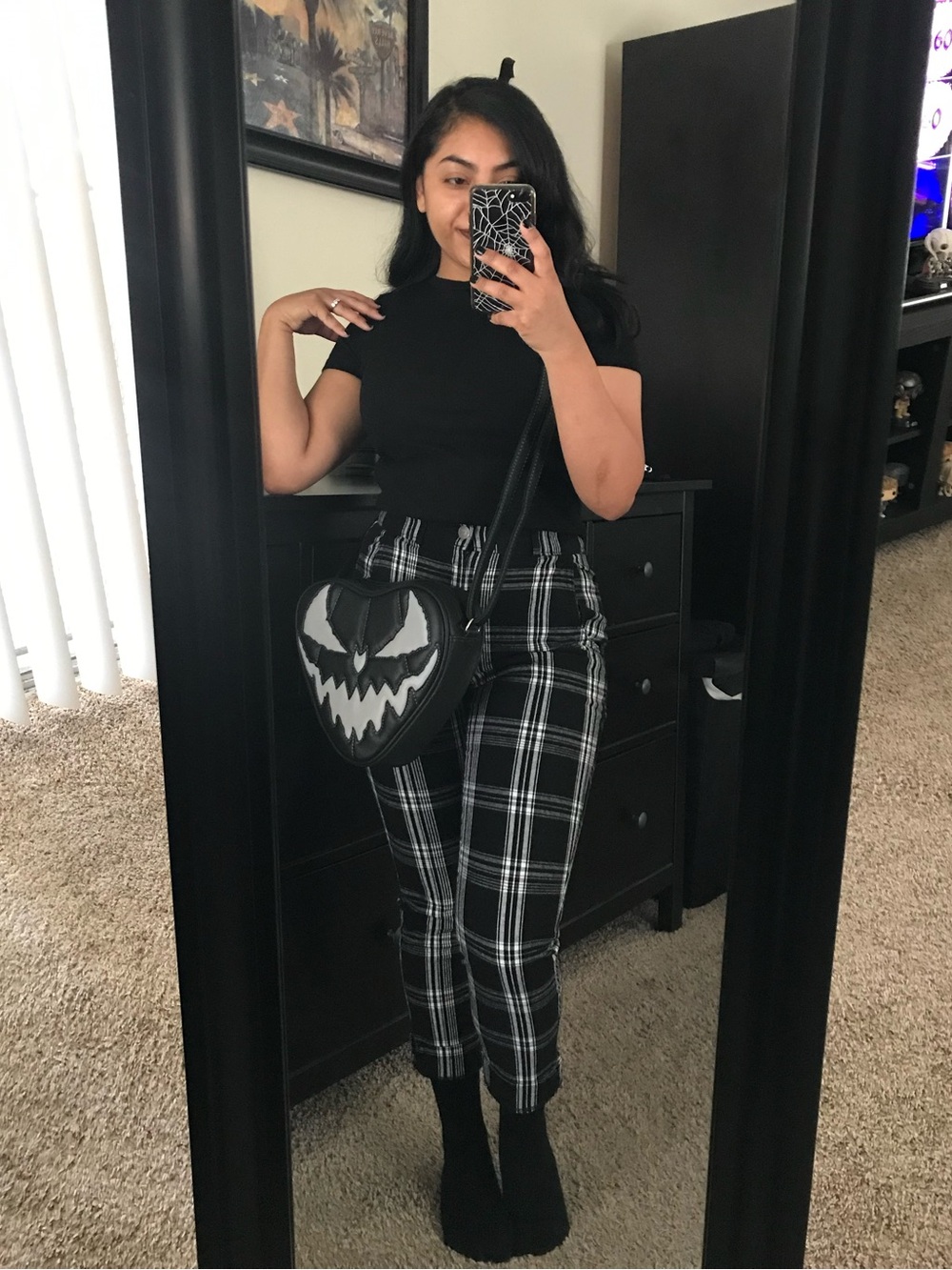 Hollister Black and White Plaid Trouser Pants